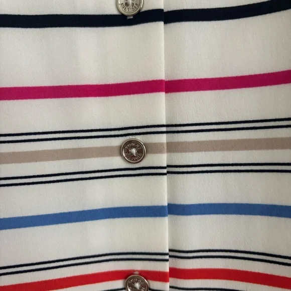❤️2/$15 or 3/$21❤️Tommy Hilfiger Striped Sleeveless Button-Down Top, Size L - Picture 3 of 12